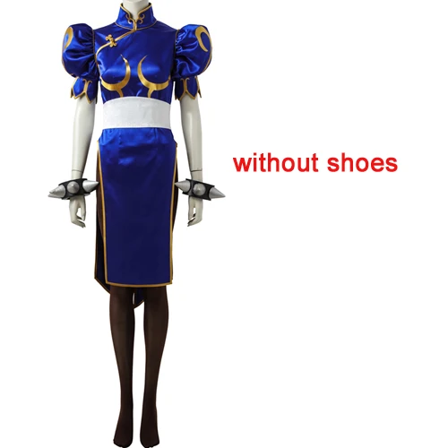 without Shoes Chun Li косплей костюм карнавальный костюм Хэллоуина боевая игра Chuhn-lee китайский стиль платье на заказ костюм кунгфу чунли - Цвет: without Shoes