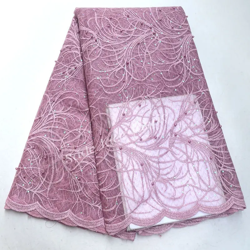 23 African Lace Fabric High Quality French Double Organza Lace Fabric Latest Sequins Lace Fabrics For Women clothes DG426 - Цвет: 23