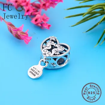 

FC Jewelry Fit Original BrandCharm Bracelet 925 Silver Sea Horse Kiss Have Each Other Everything Bead For Making Berloque NEW