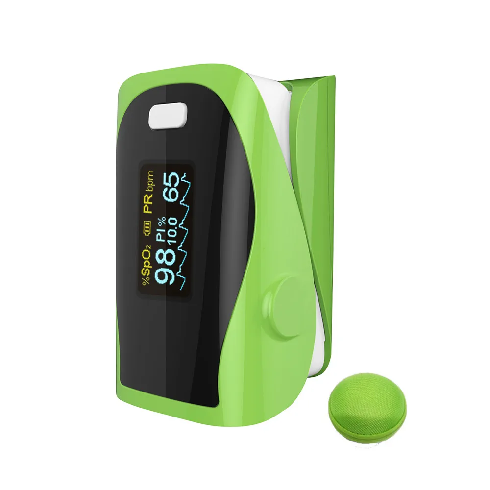 green Round case Пульсоксиметр для пальца, кислородный монитор, Пульсоксиметр OLED, пульсоксиметр, Пульсоксиметр - Цвет: green Round case
