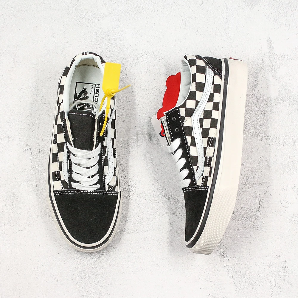 VANS Первичная проверка старый SKOOL унисекс классический шахматный Скейтбординг обувь# VN0A38G2OAK Лидер продаж
