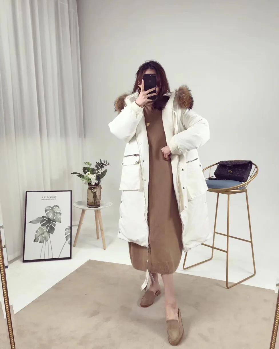 Special Offer Autumn And Winter Luxury Fur Collar Slit Hemline at Hem Important down Jacket Women's
