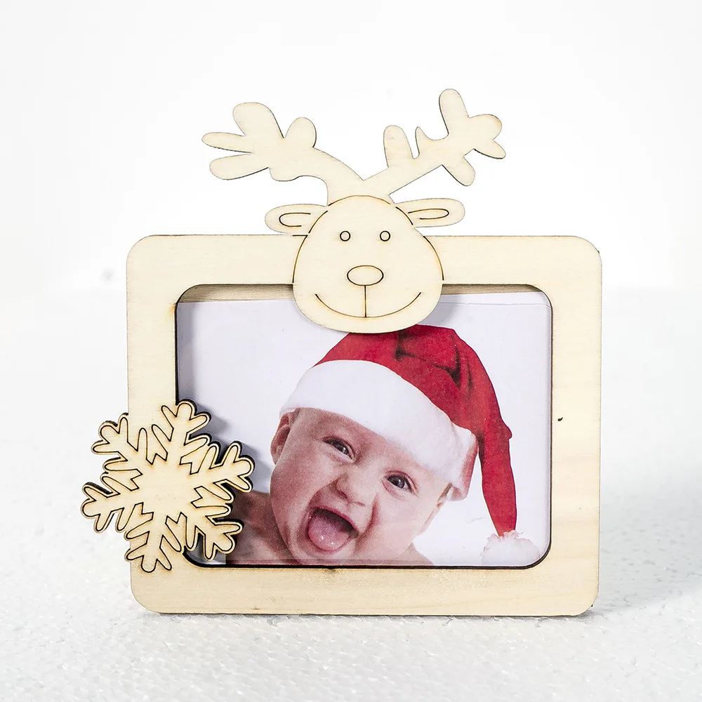 

2019 New 1PCS Wooden whiteboard christmas photo frame DIY Christmas Tree Decorations New Year xmas children's photo table decor