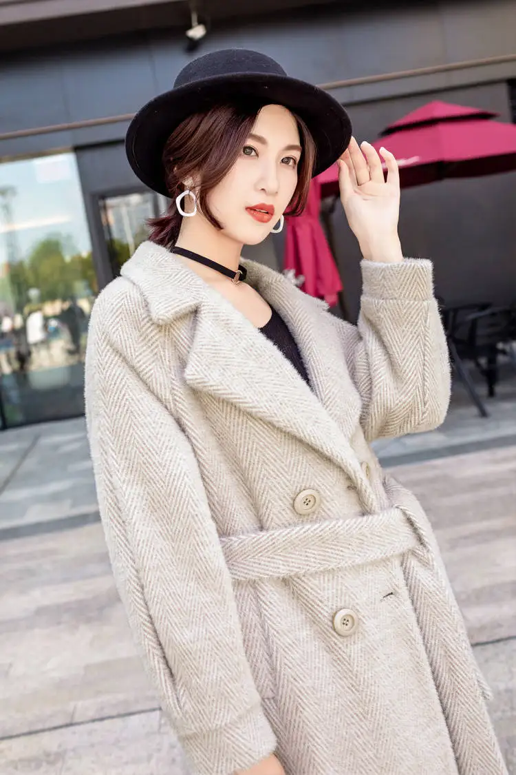 VENFLON осеннее зимнее корейское Женское пальто модное повседневное Свободное длинное шерстяное пальто женское хлопковое пальто с поясом