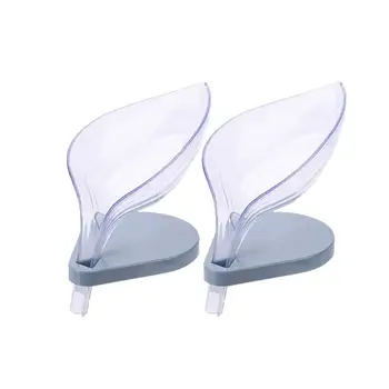 

2Pcs Creative Soap Holder Leaves Shaped Soap Box Suction Cup Soap Dish Draining Soap Rack