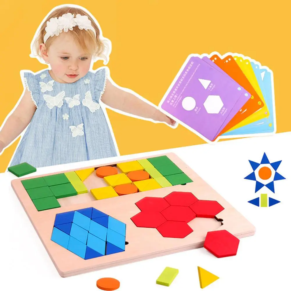 

Wooden Geometric Jigsaw Puzzles Tangram Color Shape Cognitive Education Kids Toy Intelligence Developmental Toys For Doddle
