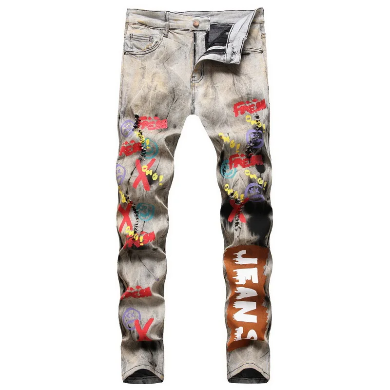 Digital Printing Stretch Slim Fit Jeans 