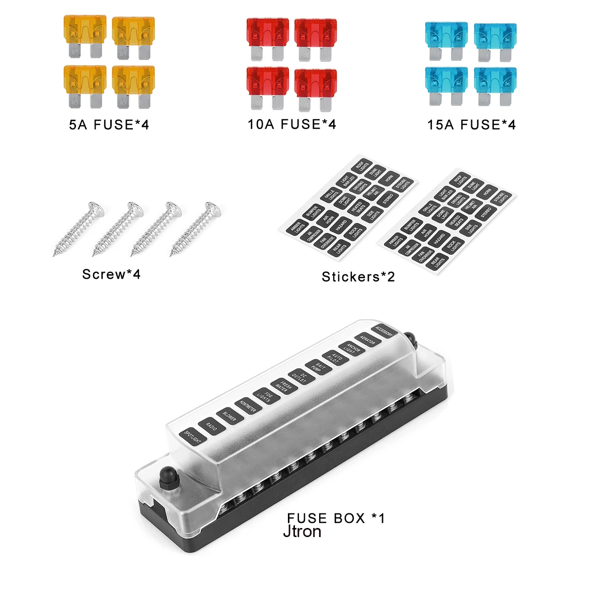 Jtron 6 way/12 way автомобильный предохранитель для ATO/ATC 1-20A предохранитель DC 32 В M5 винтовой Тип соединитель держатель предохранителя с предохранителем