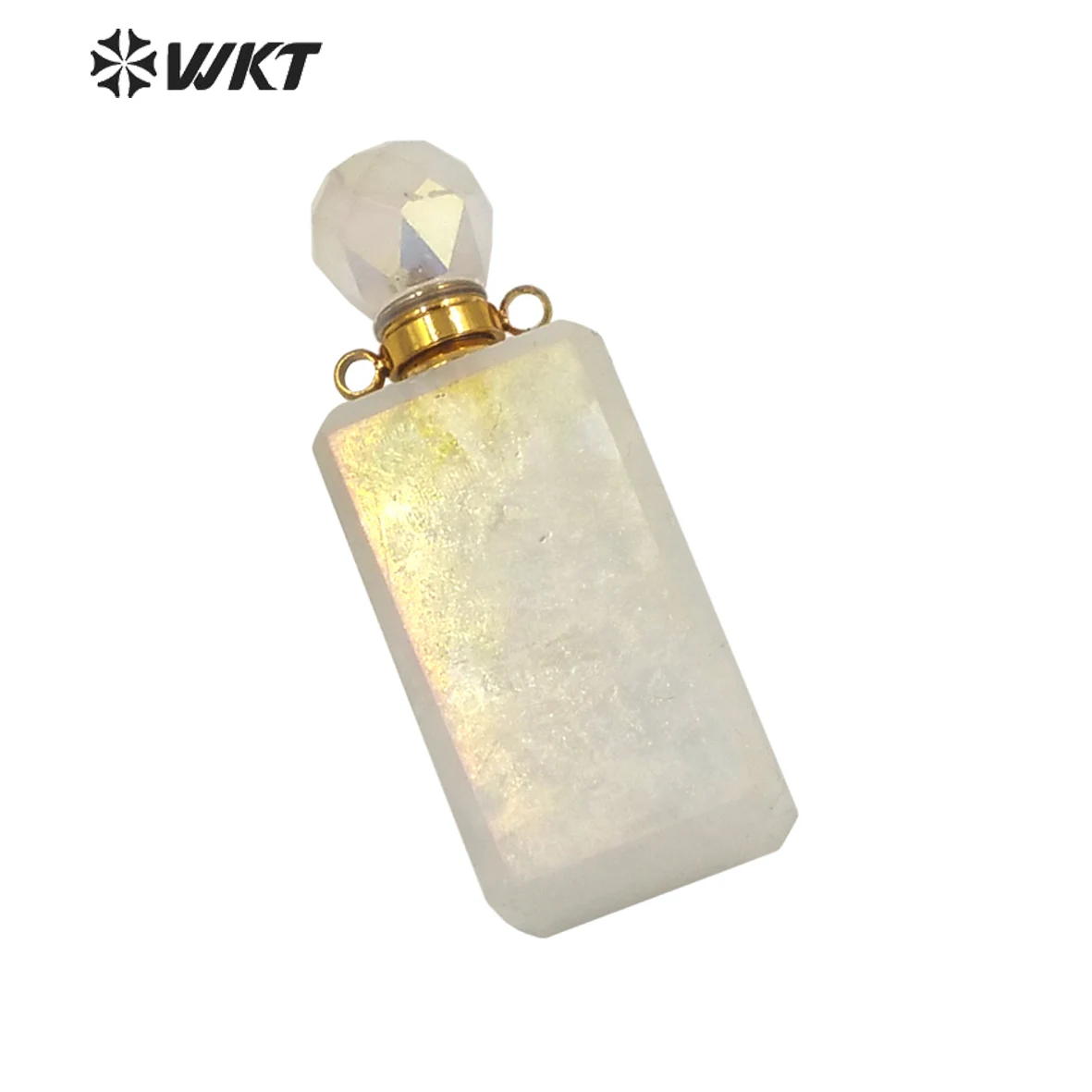 

WT-P1651 Long Square Aura Crystal Quartz Stone Perfume Bottle Pendant For Necklace Design Women Wedding Anniversary Gift