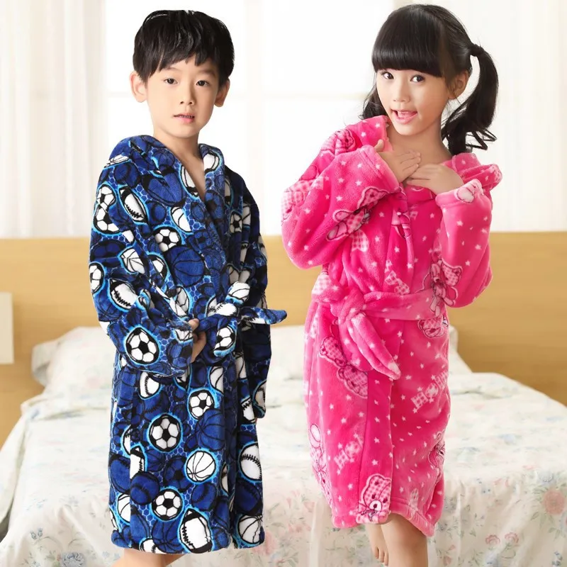 Детский банный халат для мальчиков; Фланелевая пижама с рисунком ночнушка для девочек с героями мультфильмов; одежда для сна; халат; подростковые пижамы детская одежда с капюшоном Bathgowns От 4 до 13 лет