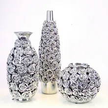 15-40 см розовая Золотая керамическая Серебряная ваза, украшенная современной ваза европейского стиля, украшение дома, свадебная ваза