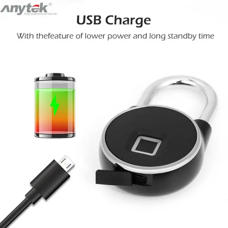 Anytek P22 Умный Замок без ключа отпечатков пальцев IP66 Противоугонный замок безопасности