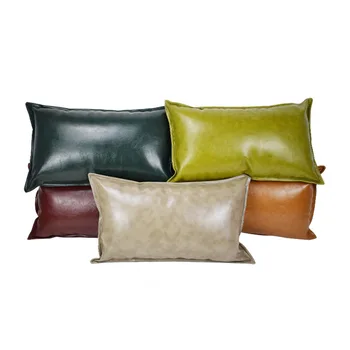 

Solid Color PU Leather Cushion Cover Solid Color Luxury Simulation Leather Sofa Cushion Office Bedroom Pillowcase