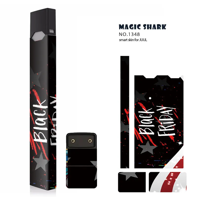 

Magic Shark 2019 High Quality Bumpy Skull USA Flag Sticker PVC for Juul Skin Sticker for Juul E Electronic Cigarette