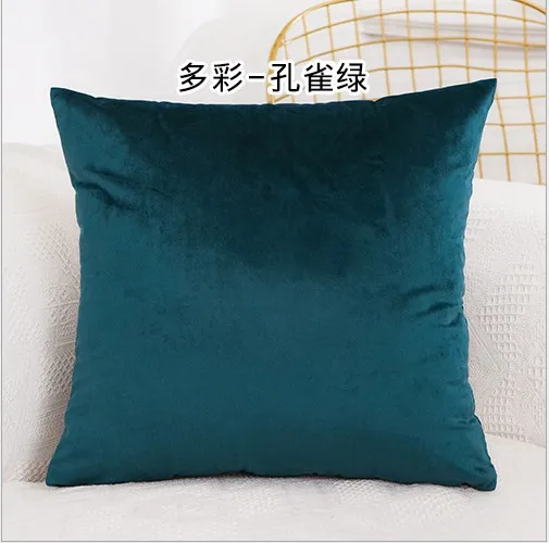 peacock blue Однотонный бархатный декоративный чехол для подушек, мягкий Бархатный Чехол для подушек, домашний диван, белый, серый, желтый, синий, наволочка 40x40/60x60 см - Цвет: peacock blue