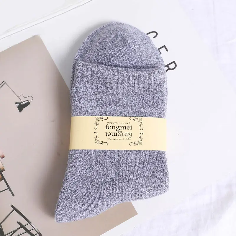 Grayish white 5 шт./компл. LNRRABC супер толстый однотонный носки хлопковые носки против на холодную погоду теплые сапоги для русской зимы на Для мужчин носки - Цвет: Grayish white