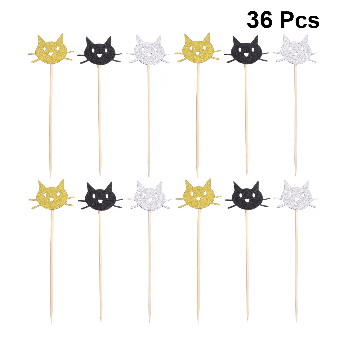 

36pcs Cute Cat Shape Cake Decorative Topper Cartoon Animal Cupcake Toppers Muffin Fruit Food Picks Baby Shower Birthday Party