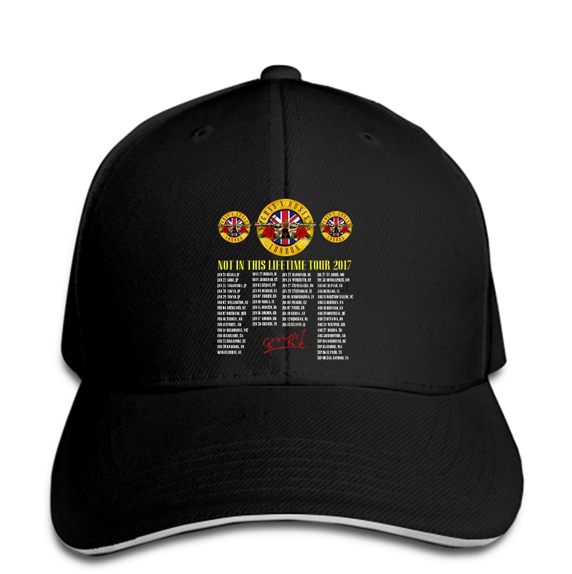 Бейсболка GUNS N ROSES NOT IN THIS LIFETIME WORLD TOUR LONDON UK GNR CONCERT Hat