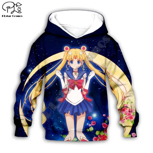 Kids hoodies Детская одежда для маленьких девочек; толстовка с 3D принтом «Сейлор Мун» и «Галактика»; свитер для дочки с принтом; рубашка Tsukino Usagi; пуловер на молнии для малышей; 5 - Цвет: Kids hoodies