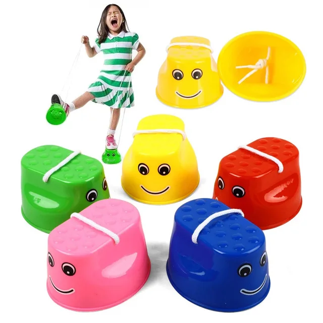 1Pair Smile Jumping Stilts Plastic Balance Training Equipment Coordination Game Jumping Feet Stilts Sports Toys for Children 1