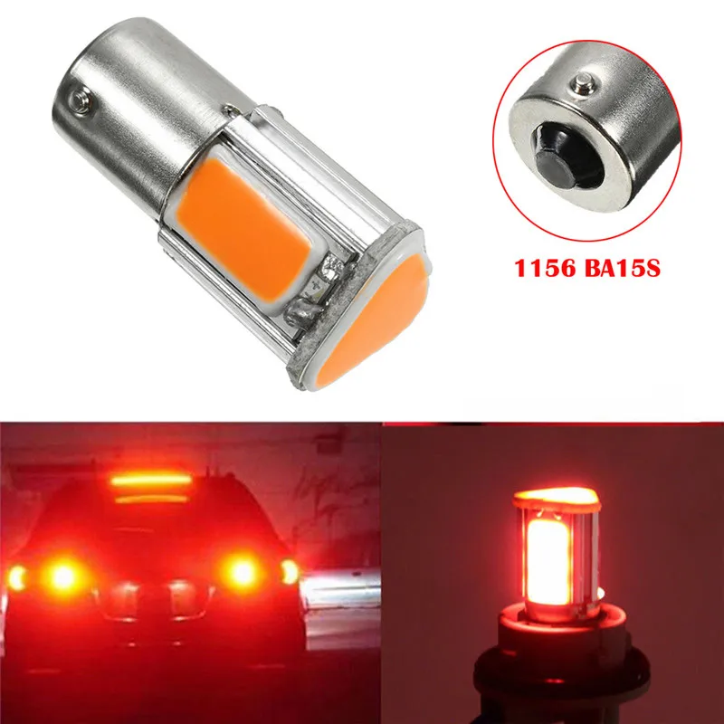 1Pcs 1156 Red 3500K BA15S 4 COB LED Low Consumption High Bright Long Life Car Tail Stop Brake Light 12V Turn Signal Bulb#290323 |