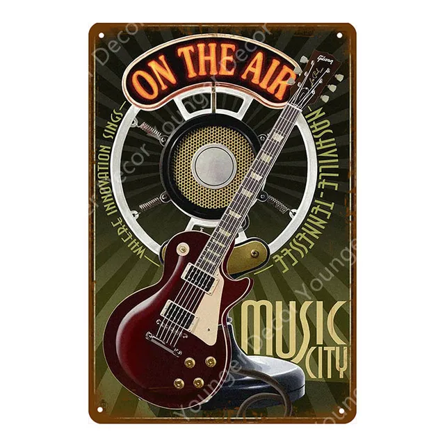 Electric Guitars Vintage Metal Tin Signs Music Wall Plaque Painting Pub Bar Poster Decor Electric Guitar Bass Ukelele Accessories Loadsecr S Musical Instruments Tool Musical Instruments