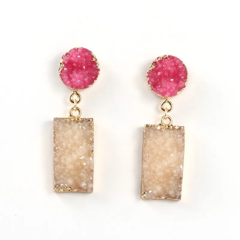 Bijoux Geometric Wedding Druzy Resin Earrings Drop Earrings For Women Jewelry Statement Pendientes Mujer Moda 2019 Ohrringe (16)