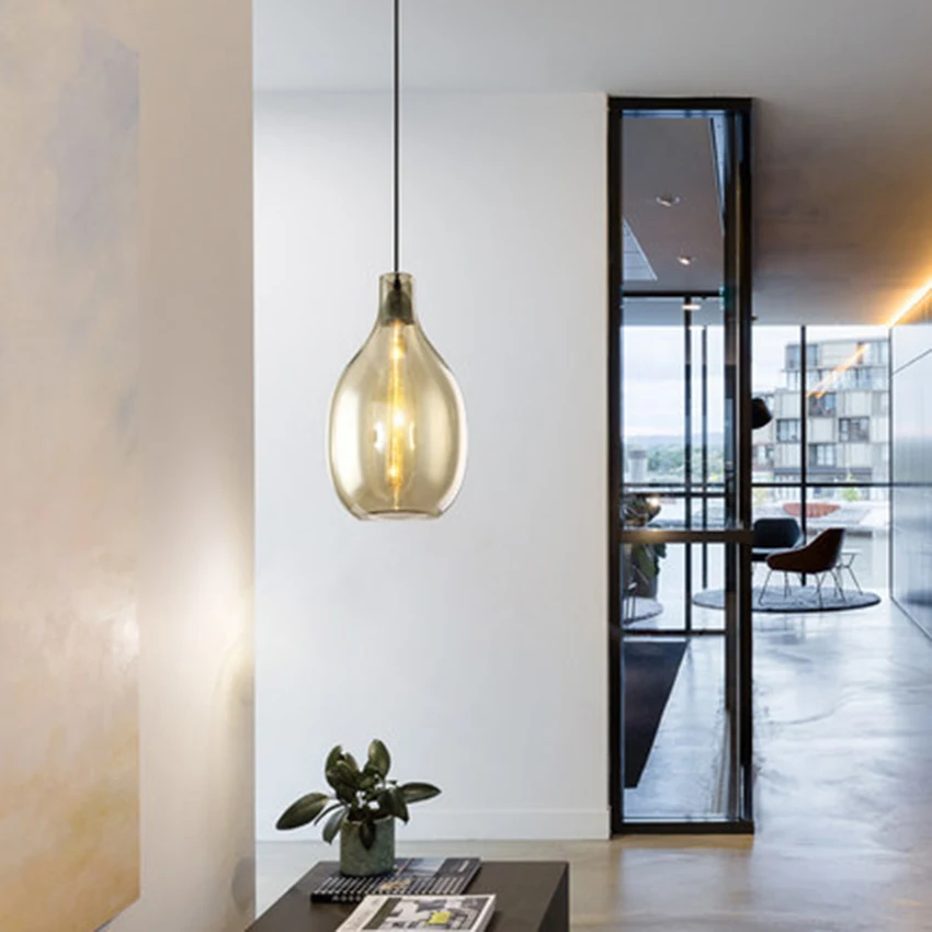 Modern LED Singleended Stained Glass Pendant Lights Lighting Nordic Creative Design Lofe Living Room Lamp Bedroom Light Fixtures