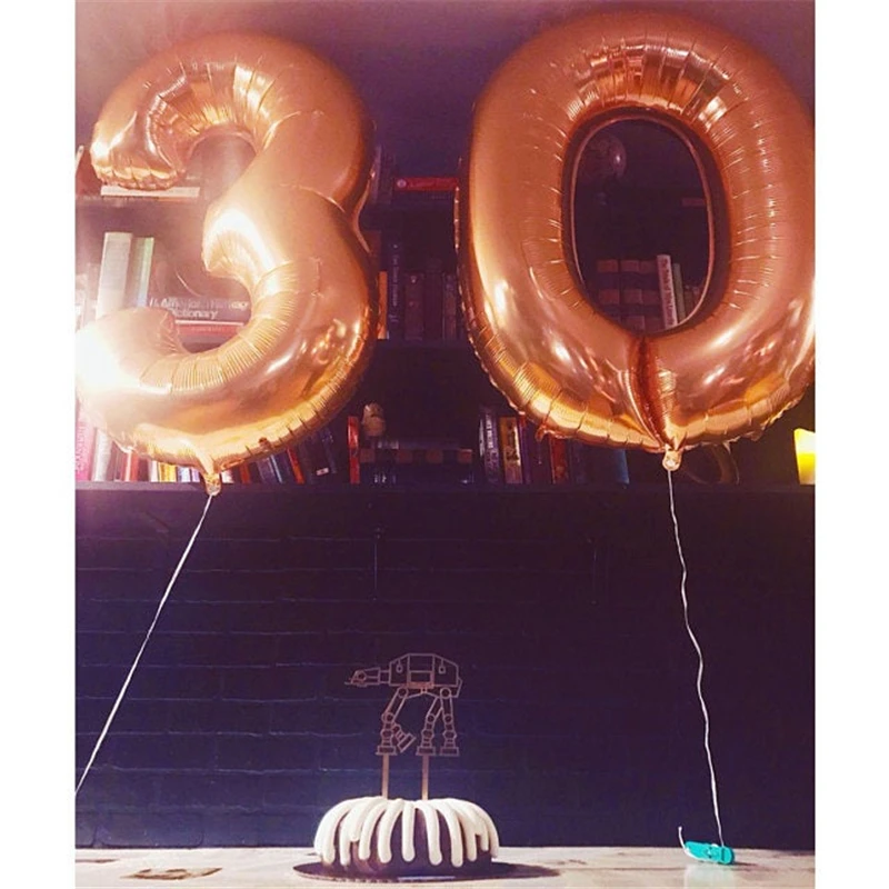 Большие 40 дюймов красные/розовое золото алюминиевые воздушные шары из фольги в виде цифр 0-9 Воздушные шары ко дню рождения Свадебные украшения для взрослых детей надувной шар