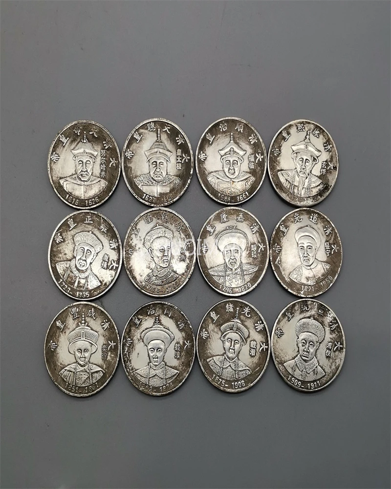 

1 Set China Twelve Emperors Of The Qing Dynasty Coin Silver Dollar Souvenir Home Decoration Gifts Free Shipping