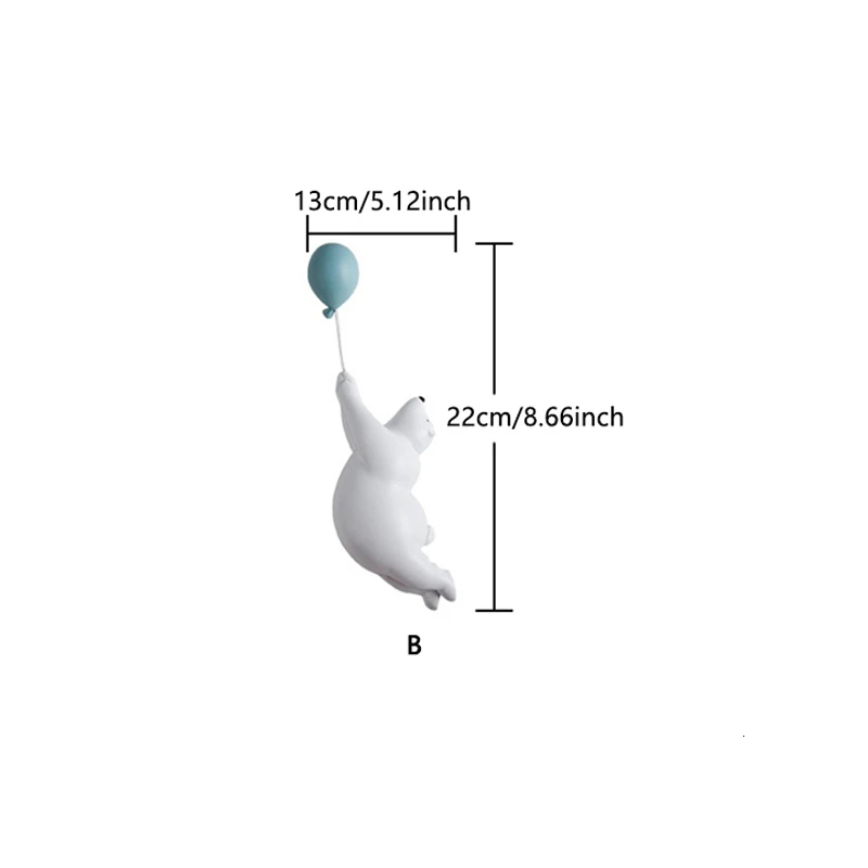 Воздушный шар белый медведь украшение стены скульптура животного Статуэтка медведя сад цветочный горшок Декор дома гостиная фон настенный - Color: B