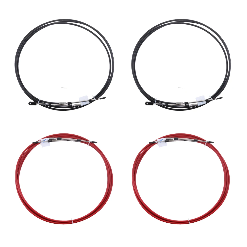 4PCS Boat Throttle Cable, Universal 10FT Marine Control Lever Shift Cable Great for Yamaha Outboard Red/Black