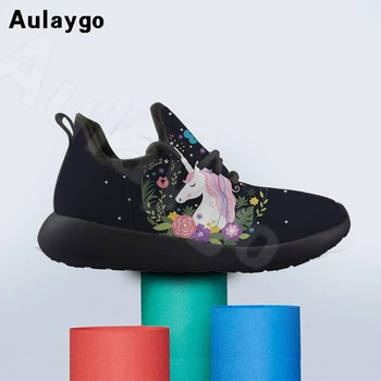 

Aulaygo Customized Unicorn Cartoon Pattern Fashion Sports Shoes Children's Breathable Sneakers Mesh Sports Boy Girl Sport Flats