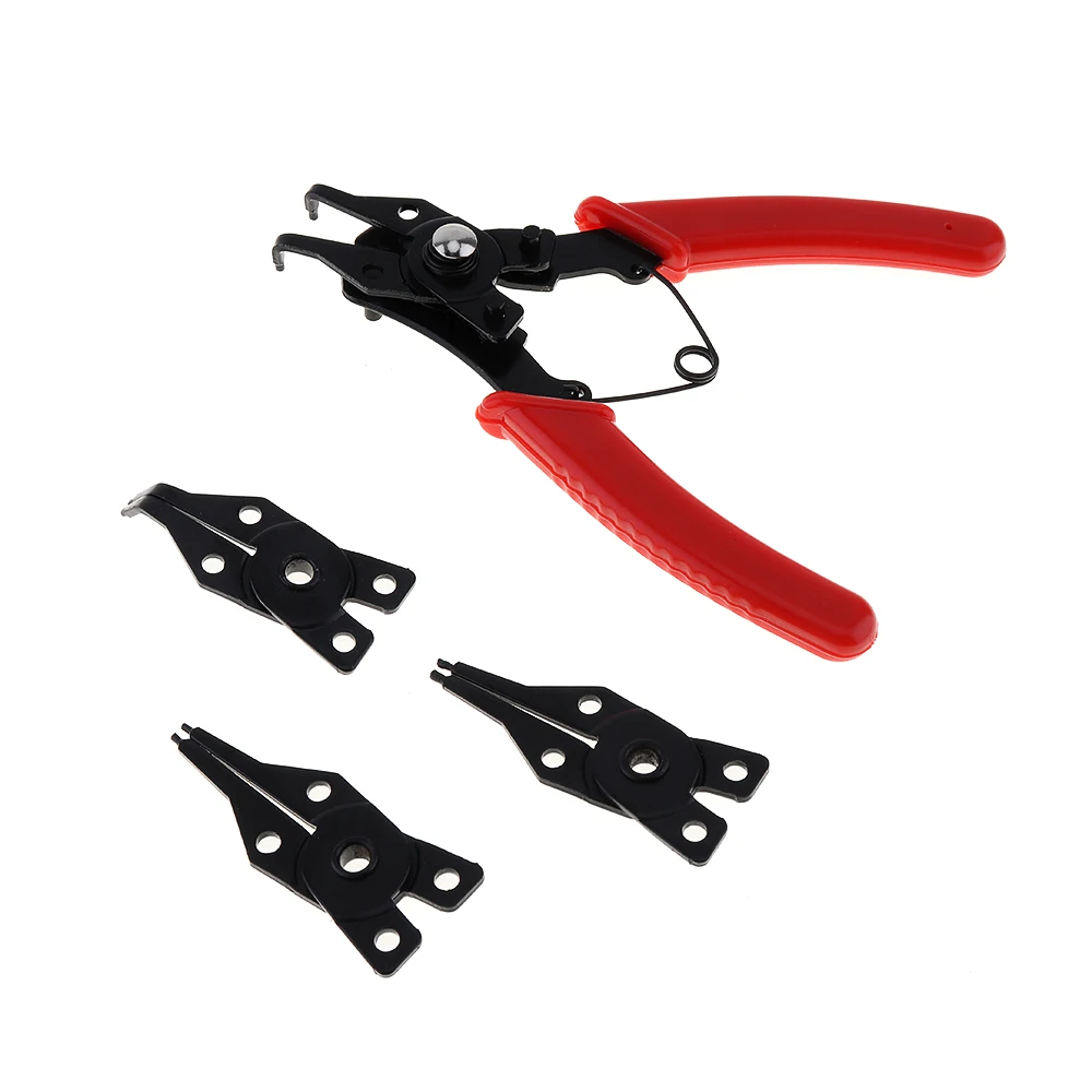 

4 In 1 Snap Ring Pliers Multifunctional Circlip Pliers Set Internal External Curved Straight Clamp Ring Remover Hand Tool