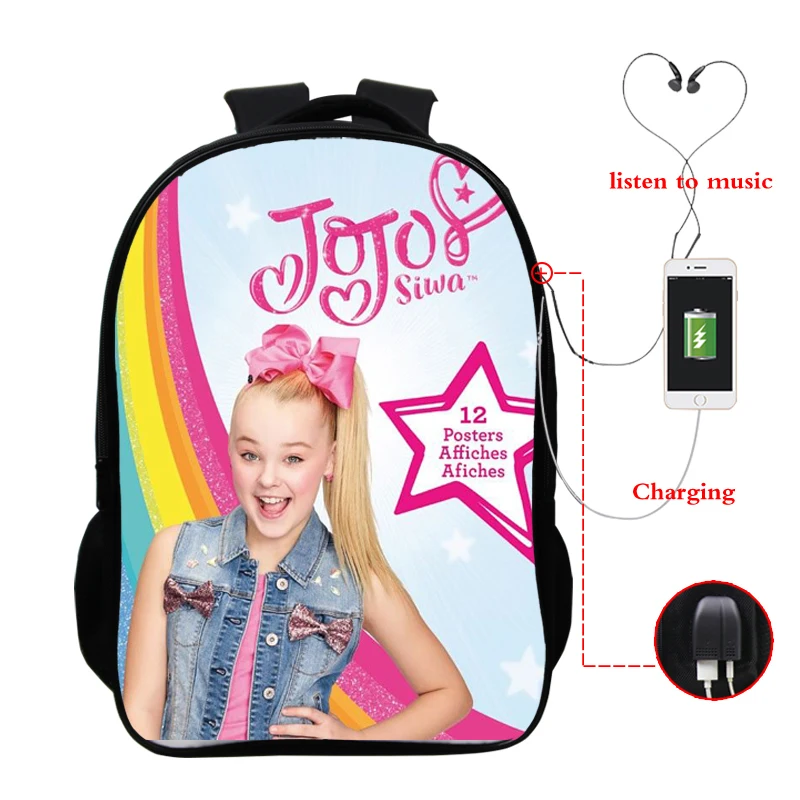 Школьная сумка JoJo siwa для девочек рюкзаки с USB школьная и мальчиков детская