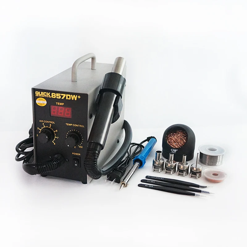QUICK 857DW+ Soldering Station LCD Digital Welding Solder Rework Station Soldering Iron 40W SMD