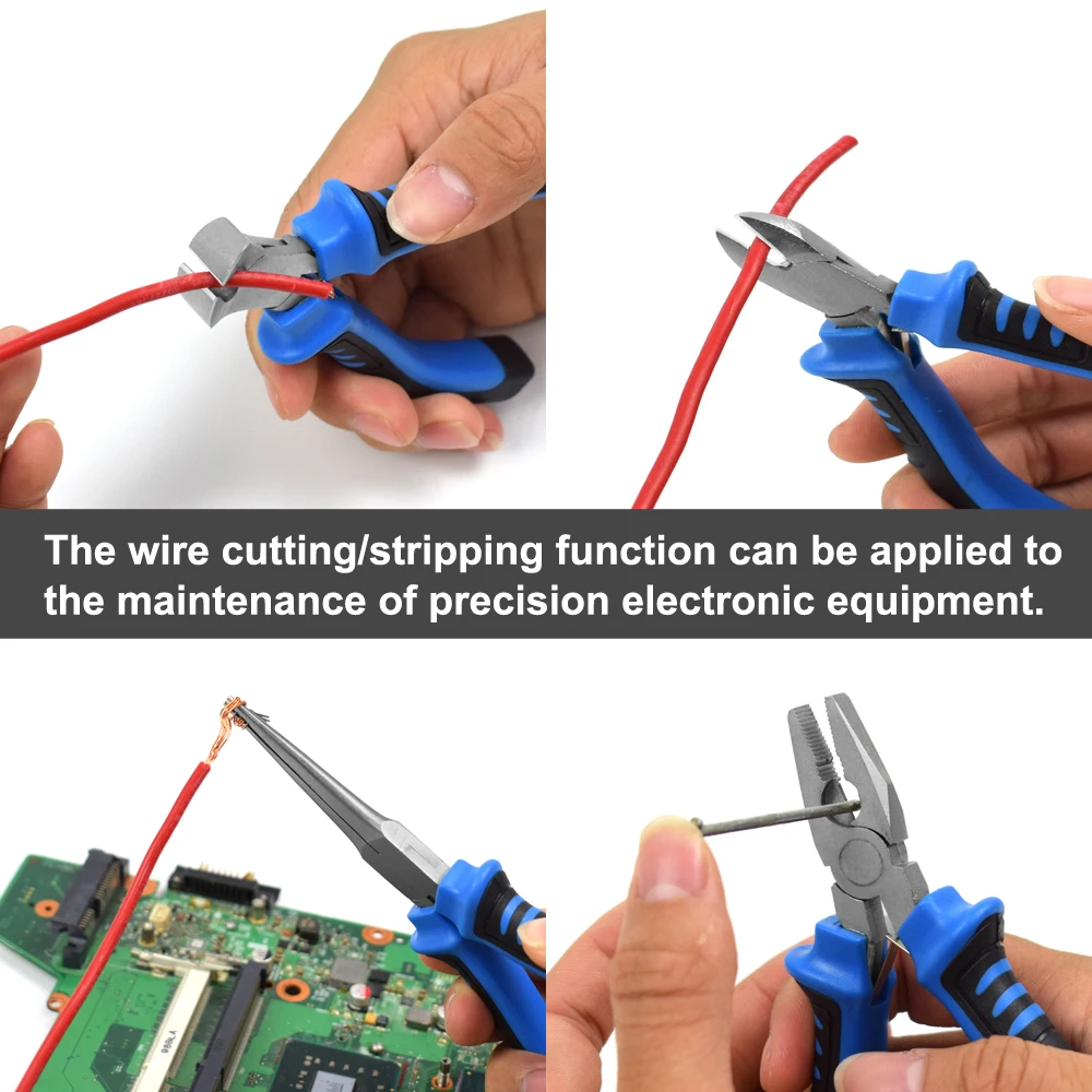 NEWACALOX 8Pcs Mini Pliers Set Jewelry Making Beading Wire 4.5 Inch Wire  Cutter Pliers Manual Diagonal Pliers DIY Plier Set