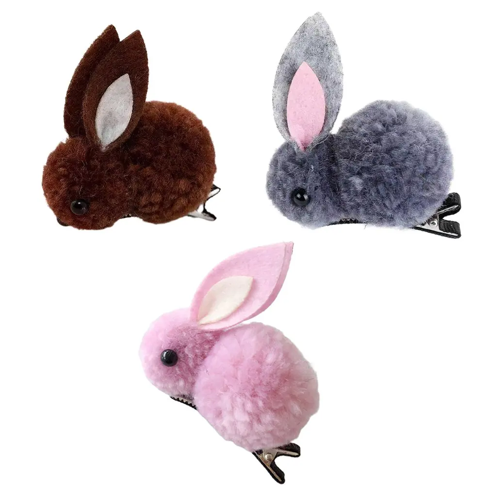 Little Cute Cartoon Felt Three-dimensional 1PC Popular Korean Teddy Gog Hairpin Plush Ball Children's Hair Accessories knot hair band