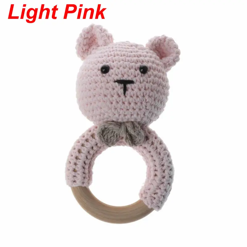 Light Pink Прорезыватель для зубов из натурального дерева, кольцо для прорезывания зубов, Органическая погремушка, игрушки 19QF - Цвет: Light Pink
