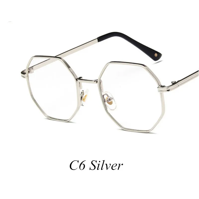 AIMISUV винтажные женские очки с шестигранной оправой, винтажные брендовые металлические прозрачные линзы, очки по рецепту, оптическая оправа для очков - Цвет оправы: ZSS0093C6