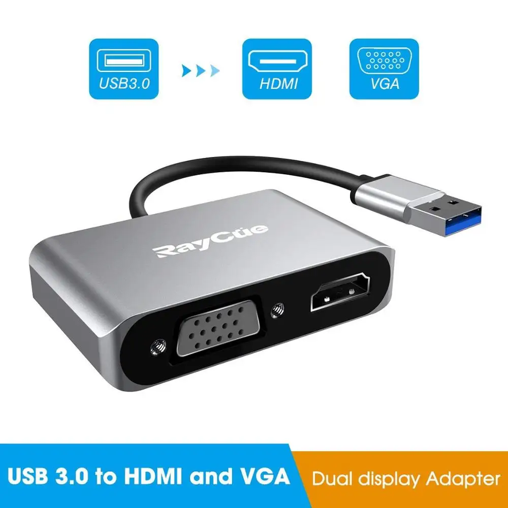  USB3.0 to HDMI/VGA 2 in 1 converter for computer laptop with HD TV projector