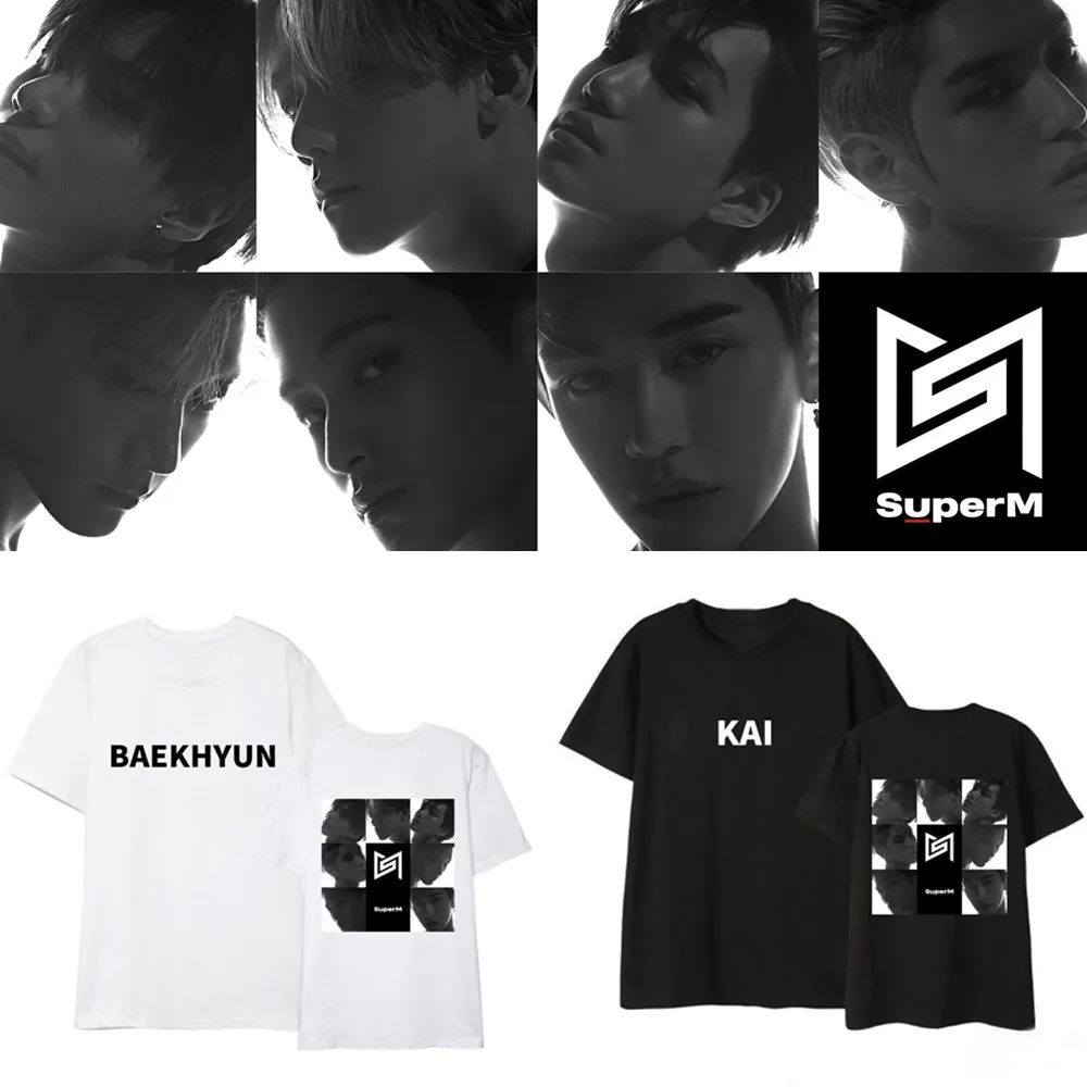 SUPERM окружающая одежда Kpop Корейская свободная футболка с короткими рукавами