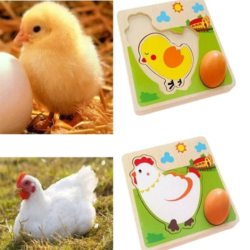 Многослойный Цыпленок, курица, растущий мультфильм, дети, деревянные пазлы, панельный процесс раннего эмультационного яйца игрушки