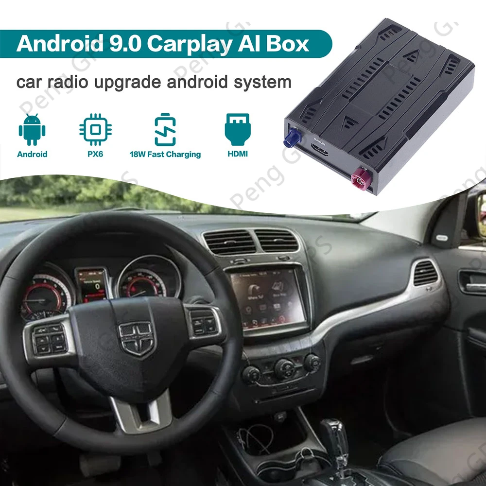 

Carplay Беспроводная коробка с зеркальной проекцией для Dodge Journey Android 9,0 IOS версия Android телефон Media Carplay AI Box