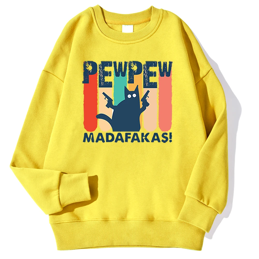 

Cat Pew Madafaks Men's Clothes Casual Loose Clothing Fashion Crewneck Hoodies Casual Oversize Sportswears Anime Crewneck Hoodys