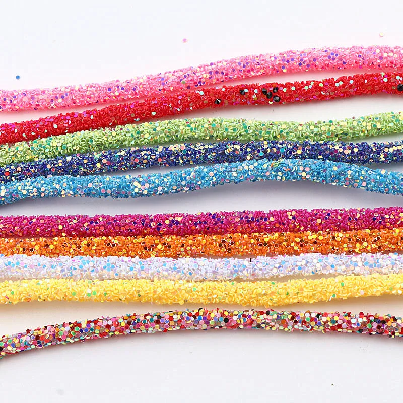 6mm Glitter Sequin Rope Soft Tube Cord Rope String Crystals Craft Rhinestones Resin Tube Sequin Pipe Cord Jewelry Accessory