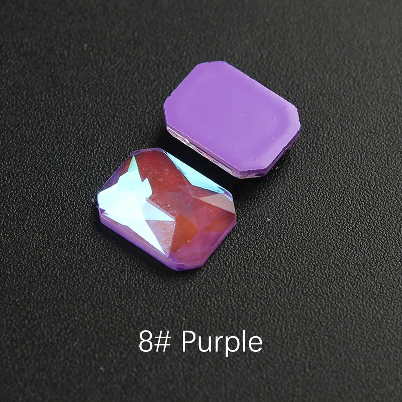 6.Purple Rectangle 30 шт/партия ромб 6x10 мм плоская задняя смола без горячей фиксации 10 мокко цвета ромб стразы с плоской обратной поверхностью 3D драгоценные камни для дизайна ногтей - Цвет: 6.Purple Rectangle