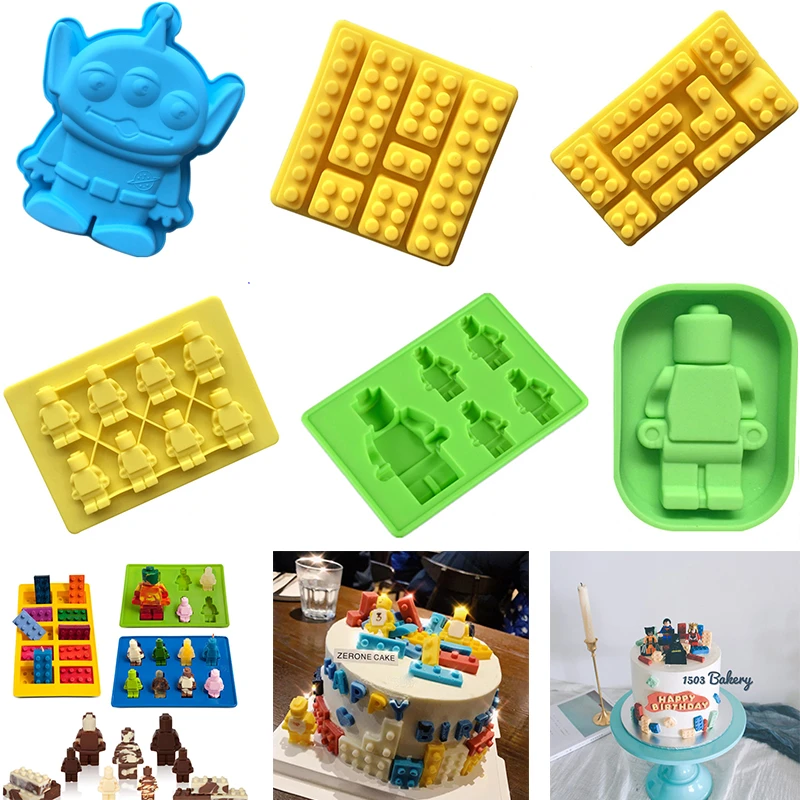 Moule A Gateau En Silicone En Forme De Robot Lego Plateau A Glacons Chocolat Jello Brownie Dessert Patisserie Outil De Decoration Aliexpress