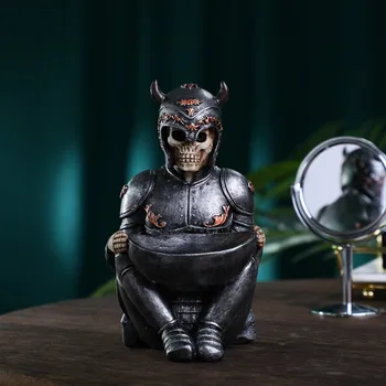 

Vikings Skull Statue Keys Holder Knight Helmet Desk Resin Storage Box Home Office Desk Decor Party Decoration Dropshipping
