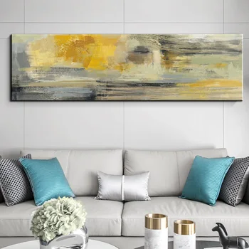 

Abstract Flowing Golden Coins Tree Dots Long Banner Canvas Painting Posters And Prints Wall Art Mural Home Decor For Living Room